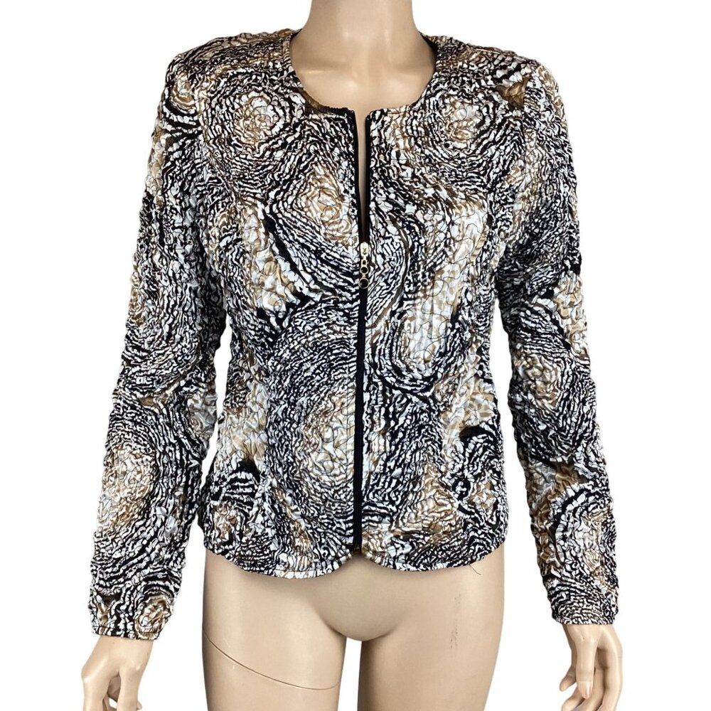 Frank Lyman Jacket Size 10  Womens Textured Long Sleeve Zipper Sheen‎ Multicolor